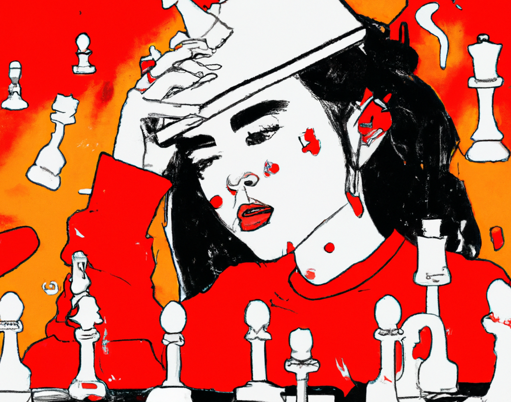 A girl playing chess with mental health struggles