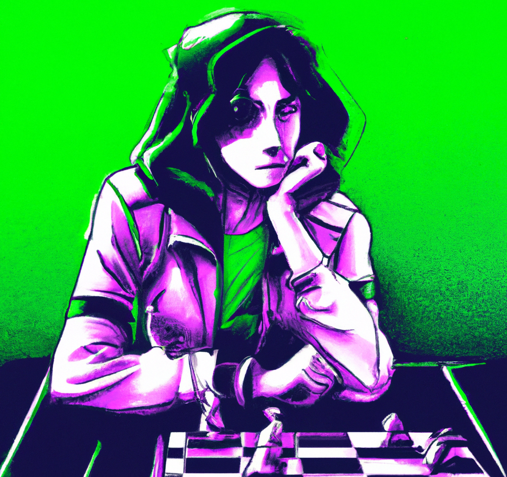 A woman burning calories while playing chess