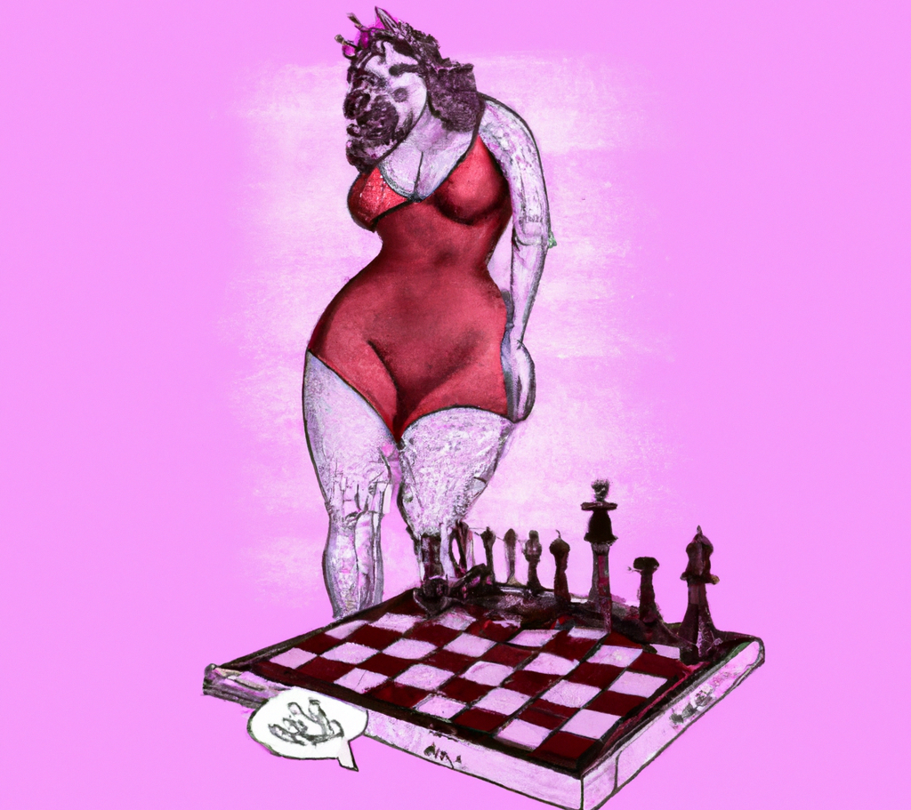 A woman trying to lose weight by playing chess
